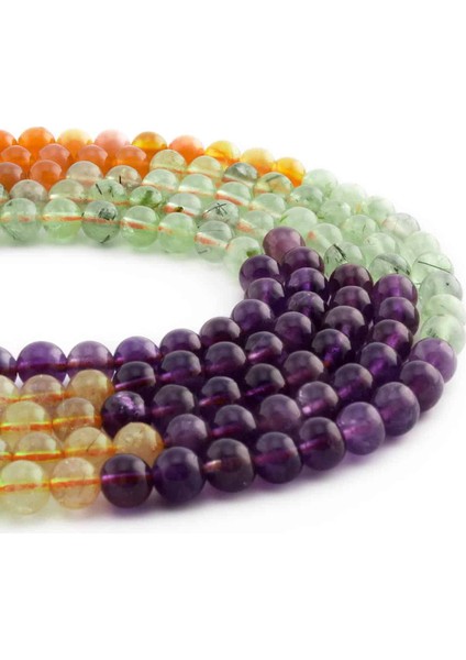 Çakra Doğal Taş Parlak Karışık Küre Kesim 6mm Dizi