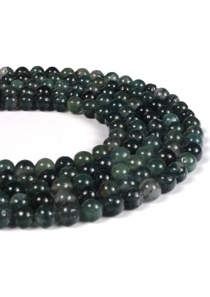 Yosunlu Akik Doğal Taş Parlak Koyu Yeşil Küre Kesim 6mm Dizi fiyatları