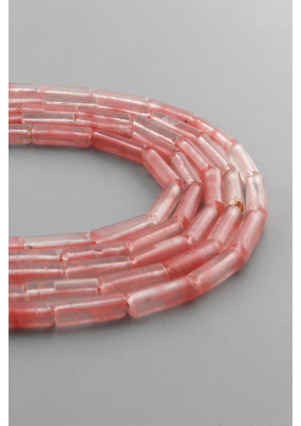 Gül Kuvars Doğal Taş Parlak Silindir Kesim 4X13MM Dizi