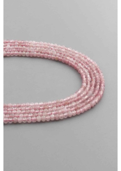 Pembe Kuvars Doğal Taş Parlak Küre Kristal Kesim 2mm Dizi