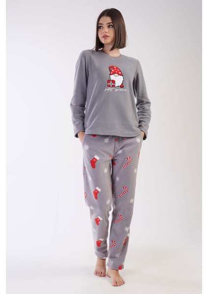 Kadın Polar Uzun Kol Pijama Takım