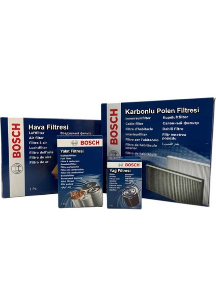 Ford Mondeo 1.6 Tdcı Dizel Bosch Filtre Bakım Seti 2011-2014 Hava+Yağ+Yakıt+Karbonlu Polen