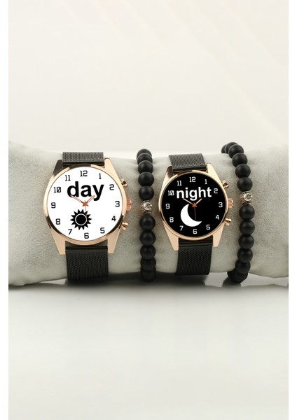 Day And Night Ay ve Güneş Bileklik Set Kadın Kol Saati ve Erkek Kol Saati