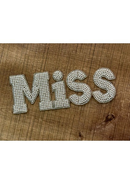19X7 cm Ütü Ile Yapışan Inci Taşlı Miss Yazı Arma Dikiş Aksesuarı