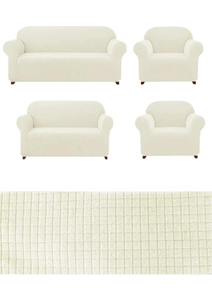 Likrali 3+2+1+1 Lastikli Koltuk Takımı Kılıfı. Çekyat Koltuk Örtüsü Streç Esnek Kanepe Kılıfı UERE539.