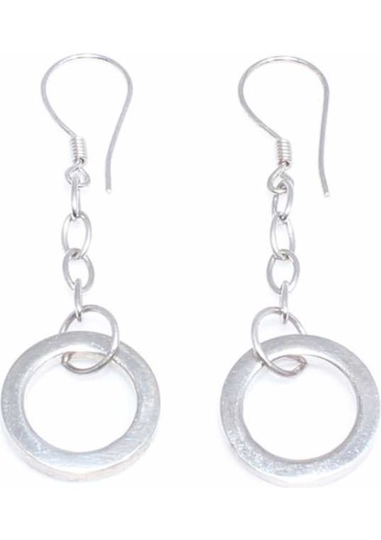 Halka Modeli 925 Ayar Gümüş Sallantılı Küpe