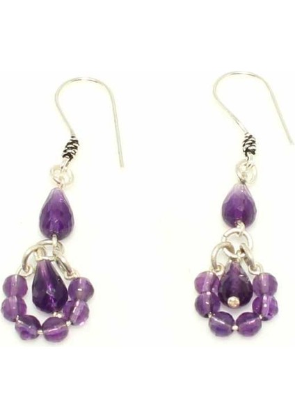 925 Ayar Gümüş Ametist Taşlı Halka Küpe fiyatları