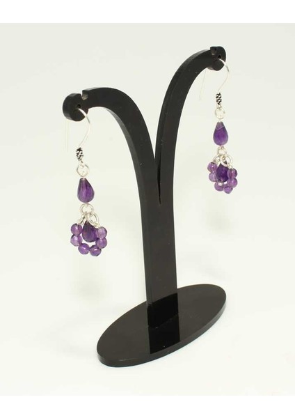 925 Ayar Gümüş Ametist Taşlı Halka Küpe modelleri