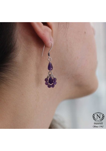 925 Ayar Gümüş Ametist Taşlı Halka Küpe fırsatları