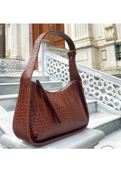 Kroko Desen Kadın Omuz Çantası