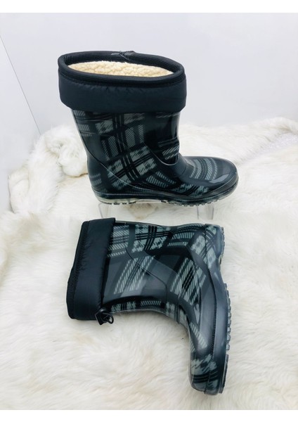 Çiğdem Içi Tüylü Siyah-Gri Kareli Lastik Çizme - Siyah Gri - 39 - ST01597-SİYAH Gri-39 modelleri