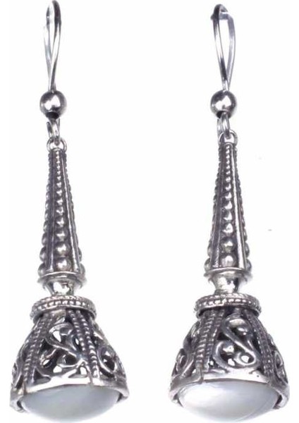 925 Ayar Gümüş Sedef Taşlı Sallantılı Küpe