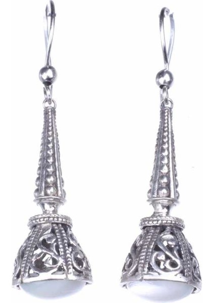 925 Ayar Gümüş Sedef Taşlı Sallantılı Küpe modelleri