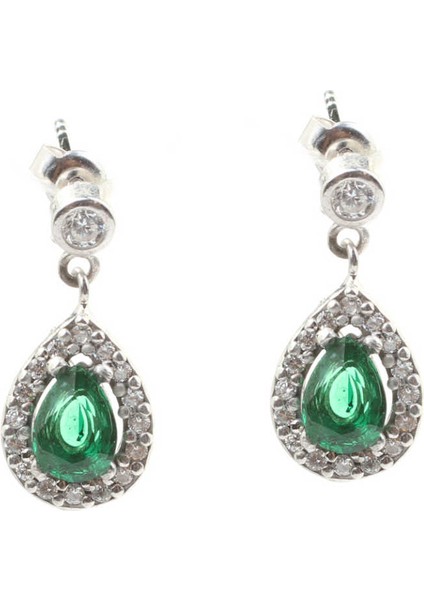 925 Ayar Gümüş Zümrüt Anturaj Küpe