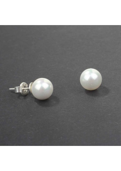 925 Ayar Gümüş Top Beyaz İnci Küpe