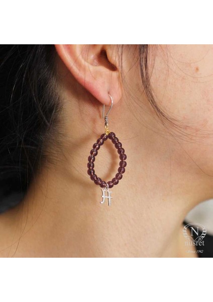 925 Ayar Gümüş Ametist Taşlı Harf Küpe