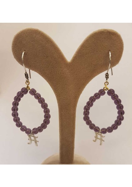 925 Ayar Gümüş Ametist Taşlı Harf Küpe fiyatları