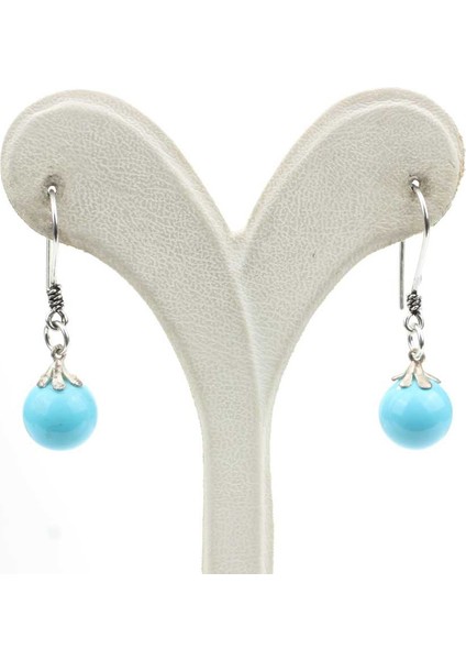 925 Ayar Gümüş Turkuaz Taşlı Sallantılı Küpe fiyatları