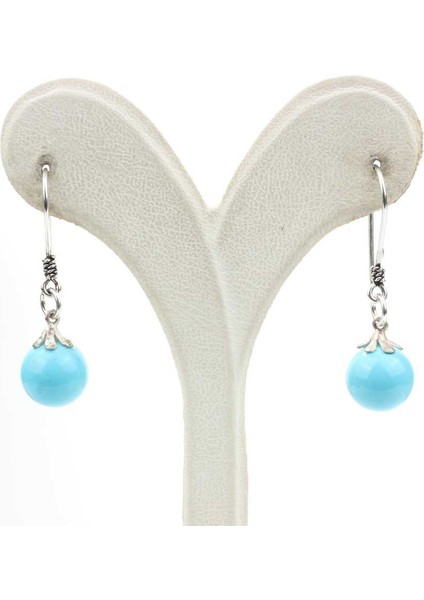 925 Ayar Gümüş Turkuaz Taşlı Sallantılı Küpe modelleri