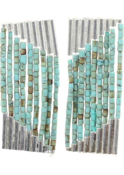 925 Ayar Gümüş 9 Sıra Turkuaz Taşlı Küpe