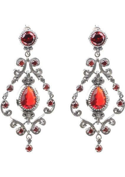 925 Ayar Gümüş Garnet Taşlı Antik Avize Küpe fiyatları
