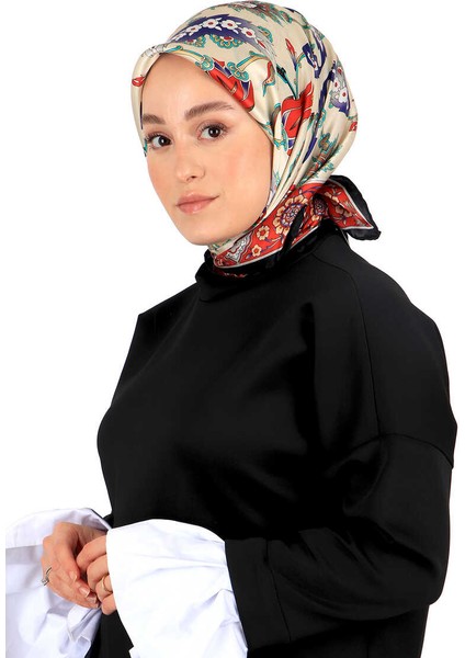 Siyah Kırmızı Efes Desen Ipek Eşarp fiyatları