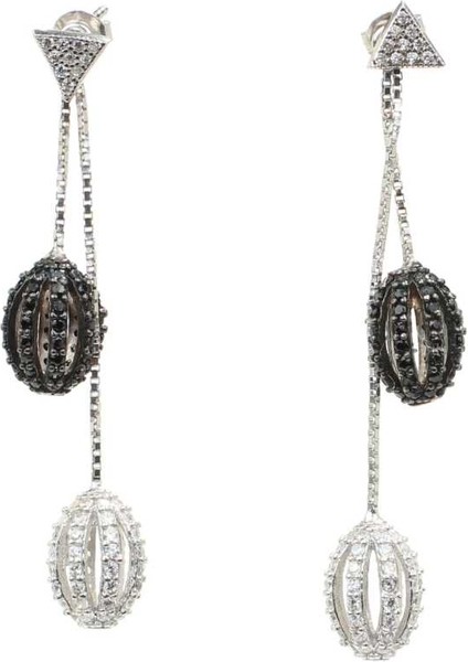 925 Ayar Gümüş Oval Zirkon Taşlı Top Sallantılı Çivi Küpe fiyatları