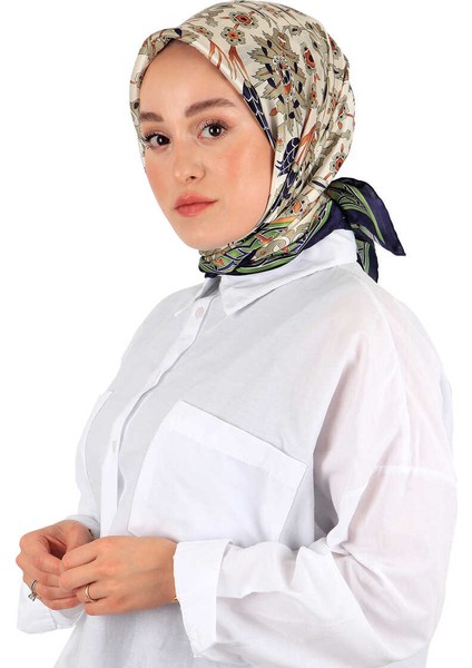 Lacivert Gri Çini Lale Desen Ipek Eşarp fiyatları