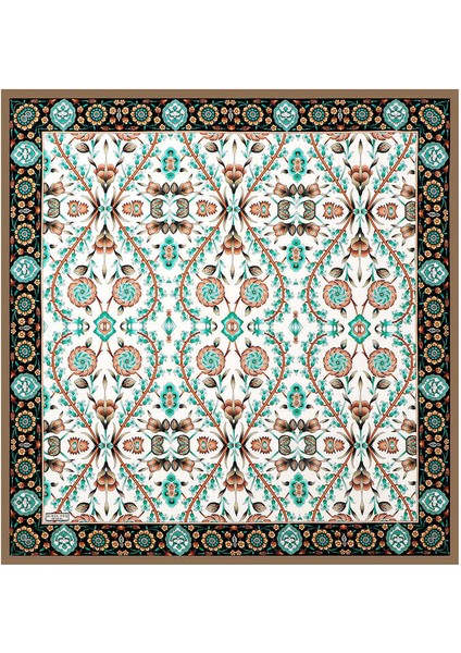 Vizon Siyah Selçuk Desen Ipek Eşarp