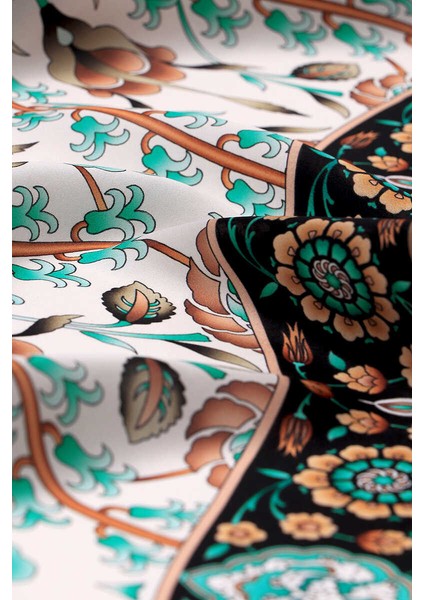 Vizon Siyah Selçuk Desen Ipek Eşarp modelleri