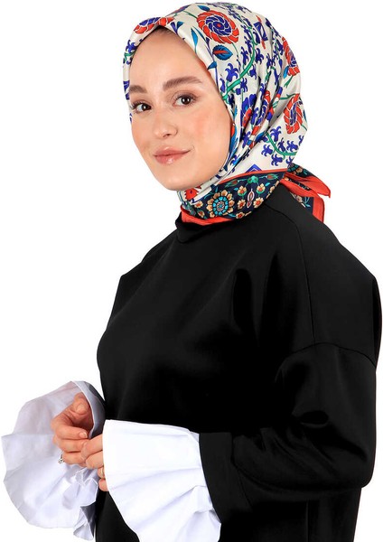 Kırmızı Lacivert Selçuk Desen Ipek Eşarp fiyatları