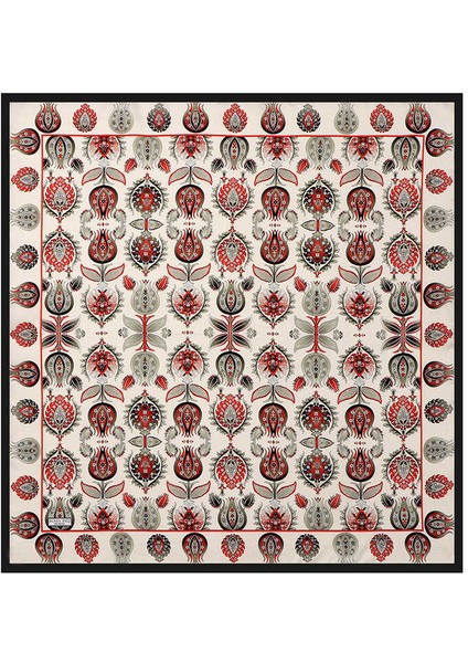 Siyah Iznik Desen Ipek Eşarp