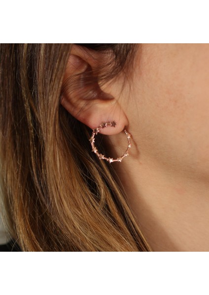 925 Ayar Gümüş Yıldızlı Halka Küpe