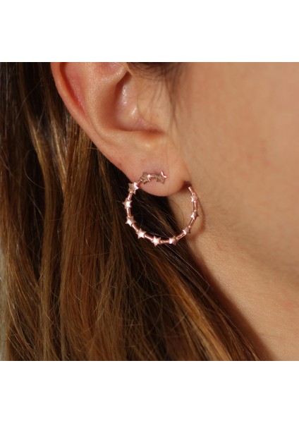 925 Ayar Gümüş Yıldızlı Halka Küpe modelleri