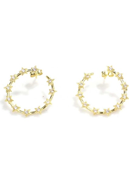 925 Ayar Gümüş Yıldızlı Taşlı Halka Küpe fiyatları