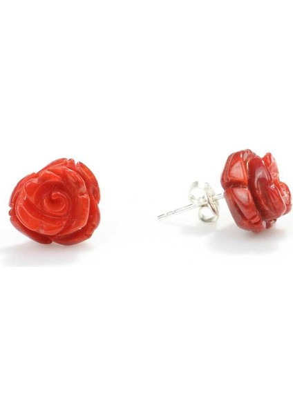 925 Ayar Gümüş 1,2 cm Gül Mercan Küpe