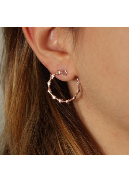 925 Ayar Gümüş Yıldızlı Halka Küpe fırsatları