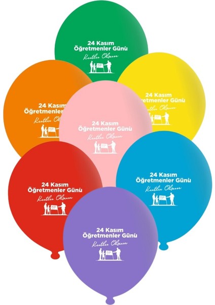 Parti Furyası Öğretmenler Günü Baskılı Balon | Öğretmenler Günü Balonu 30 Adet