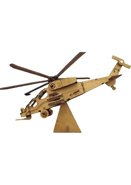 Tlrhobi Atak T129 Helikopter Ahşap Maket