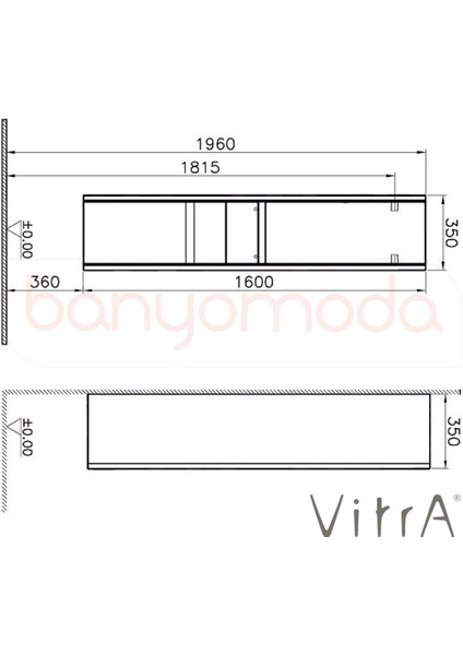 54722 Vitra T4 Boy Dolabı (Sol), Mat Beyaz