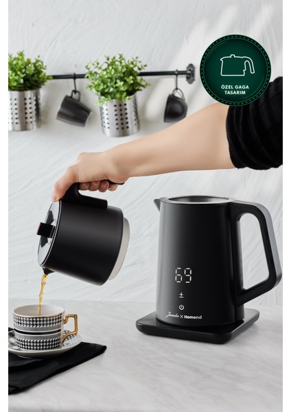 x Homend Royaltea Cooltouch 1792H Siyah Çift Duvarlı Paslanmaz Çelik Çay Makinesi Wifi ile Kontrol