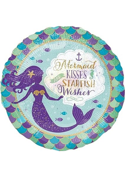Deniz Kızı Yuvarlak Folyo Balon 1 Adet
