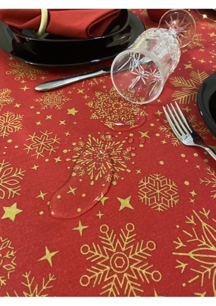 Sıvı Geçirmez Dertsiz Masa Örtüsü Yılbaşı Tema 6 Peçeteli modelleri