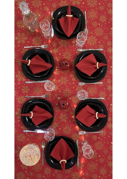 Sıvı Geçirmez Dertsiz Masa Örtüsü Yılbaşı Tema 12 Peçeteli fiyatları