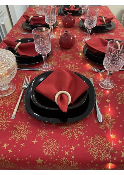 Sıvı Geçirmez Dertsiz Masa Örtüsü Yılbaşı Tema 12 Peçeteli indirimleri