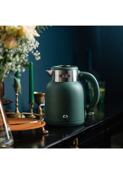 BR1040 Retro Yeşil Su Isıtıcı Çelik Kettle