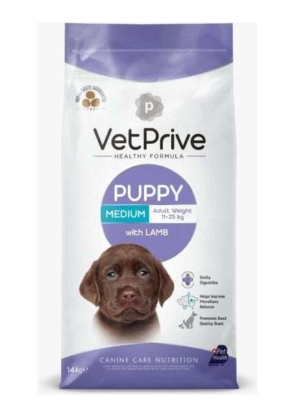 Vet Prive Puppy Kuzu Etli Orta Irk Yavru Köpek Maması 14 Kg