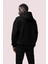 Youth Baskılı Siyah Erkek Kapüşonlu 3 Iplik Şardonlu Ribanalı Sweatshirt Hoodie 2