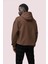 Youth Baskılı Kahverengi Erkek Kapüşonlu 3 Iplik Şardonlu Ribanalı Sweatshirt Hoodie 2