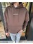 Kahverengi Baskılı Oversize Kapuşonlu Erkek Sweatshirt 1